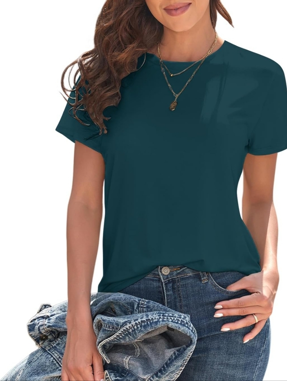KevaMolly Peacock Basic T Shirts for Women UPF 50+ Casual Summer Tops